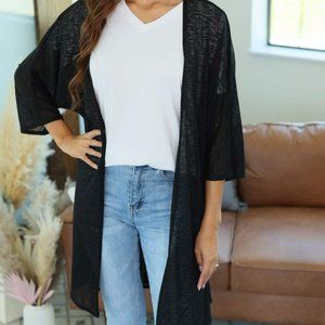Michelle Mae Black Sheer Kimono, Cover Up